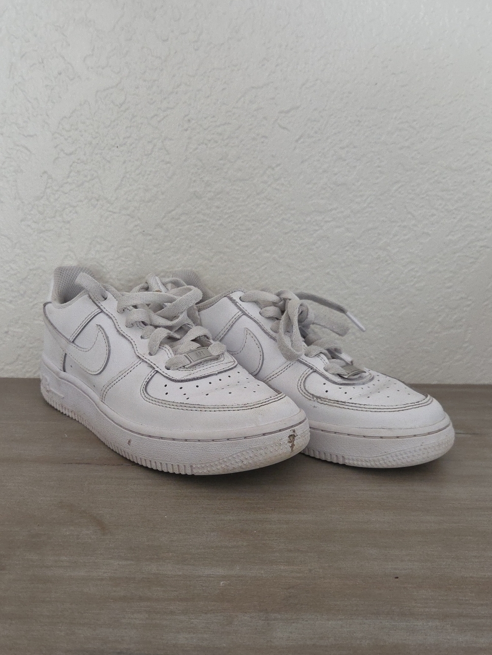 Nike AF1 Kids White Low-Top Sneakers with Gray Accents